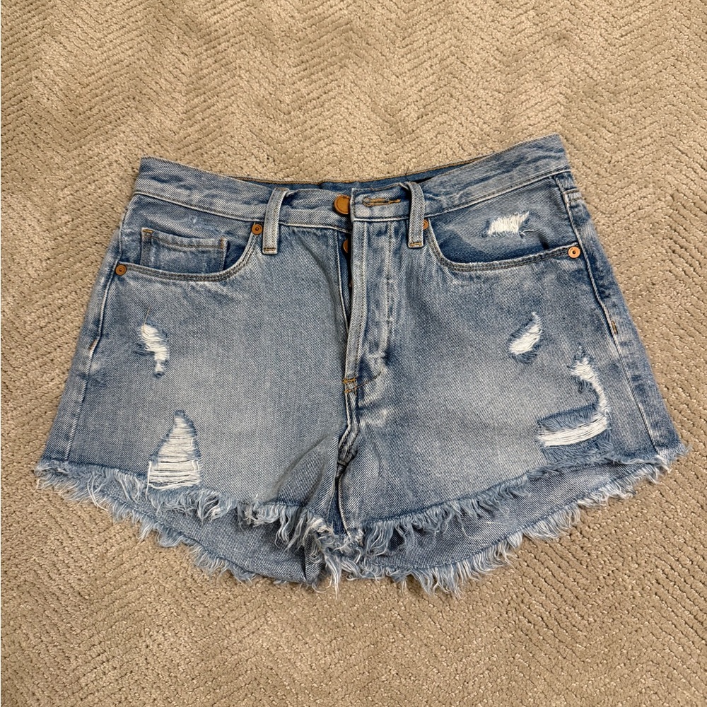 Blank NYC Light Blue Distressed Jean Shorts